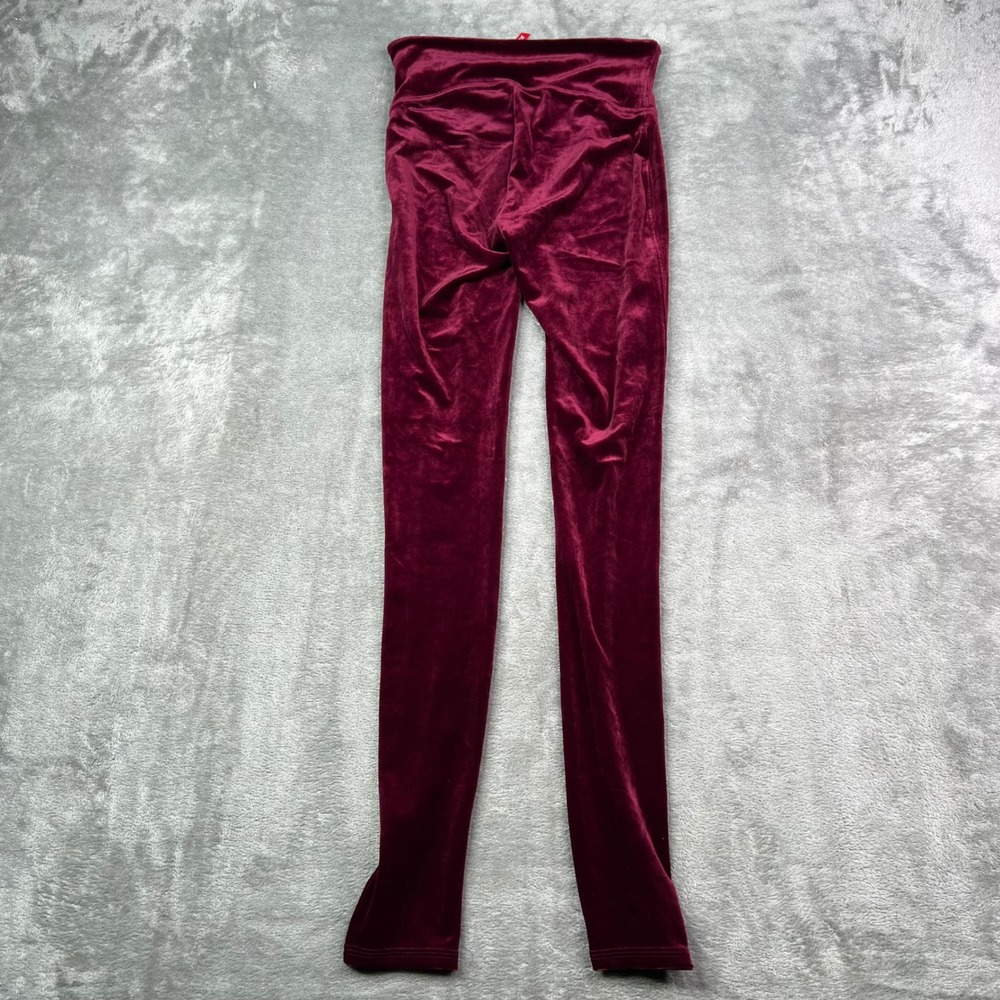 Spanx Velvet Leggings Womens Small Rich Burgundy Solid High Waisted Luxe Stretch - Picture 2 of 12